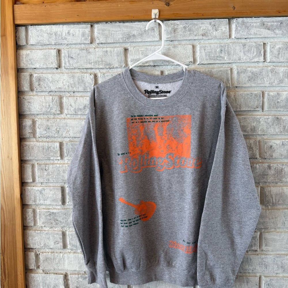 The Rolling Stones Heather Gray Sweater with Vibrant Orange Design